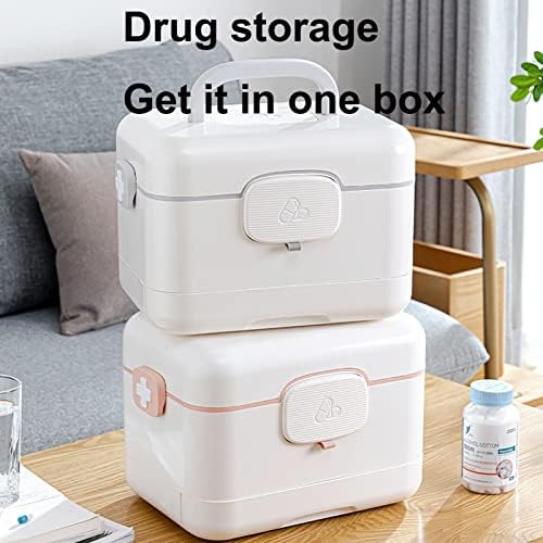 Pill Box Storage Box Household Large-Capacity Family-Mounted Portable First-aid Kit Smart Medicine Medical Box Multi-Layer Multi-Layer (Color : Gray)