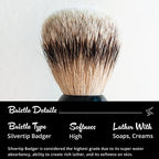 RoyalShave PB8 Silvertip Badger Hair Classic Wet Shaving Brush - Weighted Handle
