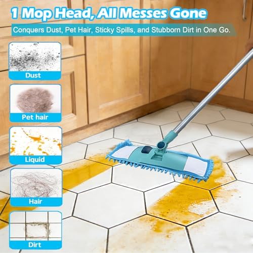 4PCS 16'' Microfiber Dust Mop Pads Compatible with Leifheit 55210,Reusable Mop Refills,Replacent Wet Mopping Pad & Washable Dry Sweeping Cloths for Hardwood Floor/Tile/Marble Cleaning