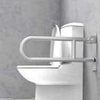 U-Shaped Polished Foldable Toilet Grab Bar,Matte Black Flip-Up Bathroom Handrail for Elderly Pregnant,Wall Mounted Barrier-Free Stylish Folding Shower Assist Aid(Size:60cm,Color:Brushed)