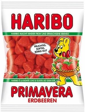 Haribo Primavera Strawberry Gummy Candy -Pack of 6 X 200 G