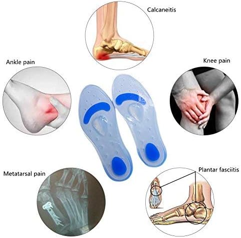 Insoles Silicone Gel Arch Support Orthotic Shoe Insert - Relieve Plantar Fasciitis Pain Release Heel Bone Spur Calluses and Corns Massage Heels and Metatarsal (XS(Women:4-6))