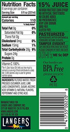 Langers Juice Cocktail, Cucumber Lime With Mint, 64 Fl Oz (Pack of 8)