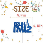 Bruh I'm 12 Cake Topper Blue Glitter 12th Birthday Party Cake Decor for Kids Boys Happy 12th Birthday Sign Funny Twelve Years Old Birthday Party Decoration Supplies
