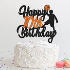Basketball Happy 10th Birthday Cake Topper - Boy's Ten Years Old Party Stars Sports Party Decorations - Basketball Player Scene Themed For Boy's Birthday Party Supplies