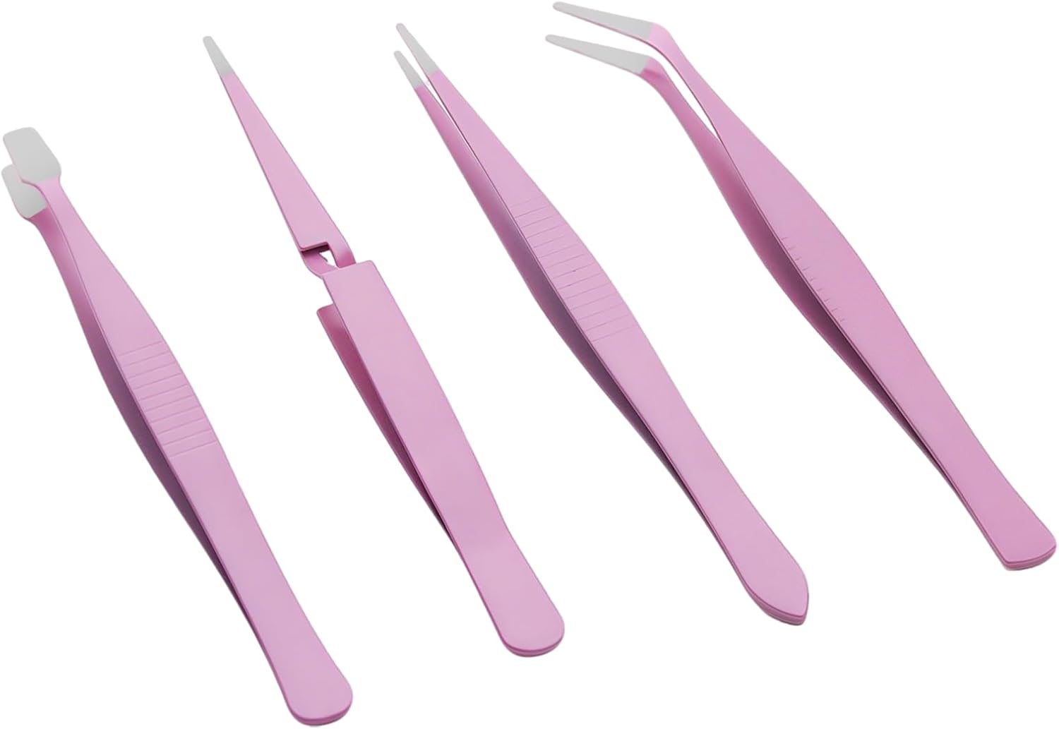 4PCS Pink Sticker Tweezers Set, Cute Craft Tweezers for Stickers, Scrapbooking, Vinyl, Lashes, Electronics