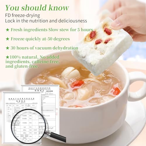 Hee Creek Lotus Seeds Dried Lily White Fungus Soup 5.6oz/160g (10 pack x 16g) Healthy Nutritious Instant Freeze Dried Tremella Porridge Snow Fungus, No Additives, Ready in Minutes 即食早餐代餐 莲子百合银耳羹