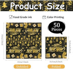 50Pcs New Year Napkins,Happy New Black Gold Foil Firework Disposable Guest Hand Towel Year Napkins Eve Party Supplies for 2026 Party Decorations
