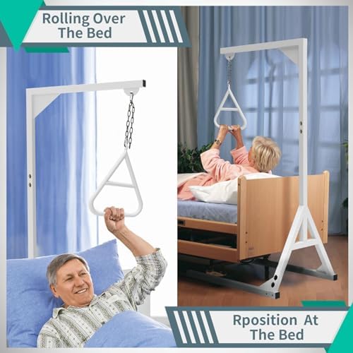 Bed Trapeze, Trapeze Bar for Bed Mobility Sturdy Bed Trapeze for Elderly and Patient Bed Pull Up Medical Trapeze Bars Assist Individual with Transferring Or Repositioning Safely and Easily