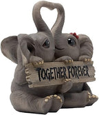 Loving Elephant Couple Figurine with Together Forever Sign and Heart Shape Trunks for Decorative Girls Bedroom Decor Statues Or Romantic Anniversary & Valentine's Day Gifts for Girlfriend and Women