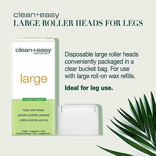 Clean + Easy Large Wax Roller Heads – Roll On Wax Refill Applicators, Compatible with Wax Cartridges for Legs & Body Hair Removal, 3 Pack