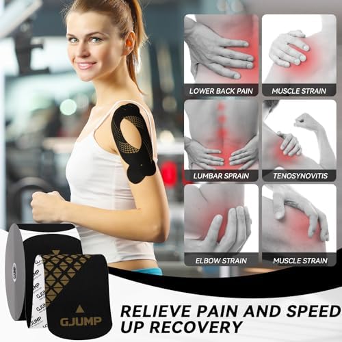 Kinesiology Tape, Precut Athletic Sports Tape 40 Strips (2 Rolls), Waterproof Breathable Muscle Tape for Pain Relief & Joint Support