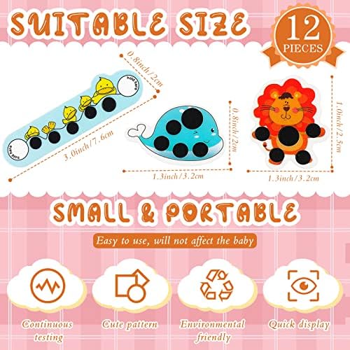12 pcs Stick-on Fever Indicator Forehead Fever Kids Cartoon Stickers Temperature Fever Patch