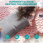 Heating Pad Extra Large & Foot Warmer 2 in 1, XXL Heating Pad 21x33“ for Back Belly Lower Back Warm Up, Sewn in Zippers More Functional, Electric Heat Pad 4-Hour Auto Off/6 Heat/6 Timer/Washable