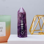 7-8cm Amethyst Point Tower Phase of The Moon Symbol Crystal Wand Rose Quartz Eclipse Column Home Dec Ornaments (Color : Amethyst)
