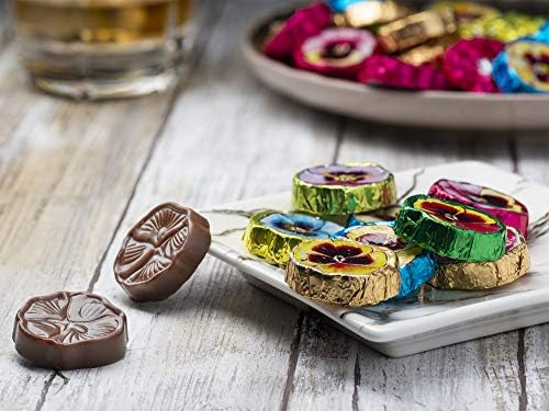 Madelaine Solid Premium Milk Chocolate Pansy Flowers Wrapped In Assorted Colors Of Italian Foil (1/2 LB)