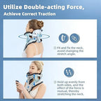 Neck Traction Device for Pain Relief, Cervical Traction Device with Electric Air Pump, Adjustable Neck Stretcher for Home Use, Lightweight & Portable Neck Support for Men and Women (Blue)