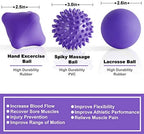 Posture Magic Massage Ball Kit for Myofascial Trigger Point Release & Deep Tissue Massage - Set of 6 - Large Foam/Small Foam/Lacrosse/Peanut/Spiky/Hand Exercise Ball (Purple)