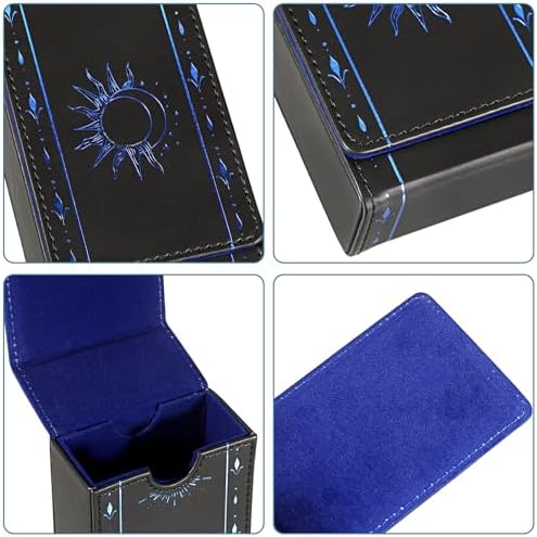 JUXYES PU Leather Tarot Card Protective Case, Sun Moon Pattern Design Tarot Deck Storage Pouch, Tarot Card Holder Tarot Pouch Bag for Playing Cards and Standard Size Tarot Cards Tarot Deck