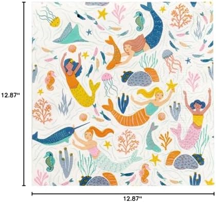 Talking Tables Mermaid Themed Paper Napkins Recyclable Disposable Serviettes & Eco-Friendly Kids Birthday Party Tableware Decorations Under the Sea Celebrations or Baby Shower | Decoupage 20-Pack