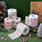 COHEALI Merry Christmas Toilet Paper 5 Rolls Merry Christmas Santa Claus Printed Disposable Paper Towels Xmas Theme Design Hand Roll Towels, 3.93X3.14 Inch