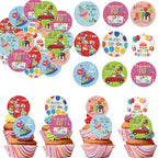 36PCS Edible Happy Birthday Cupcake Toppers Wafer Paper Anniversary Cupcake Toppers Edible Make a Wish Cupcake Picks for Kids Birthday Theme Party Decoration Supplies
