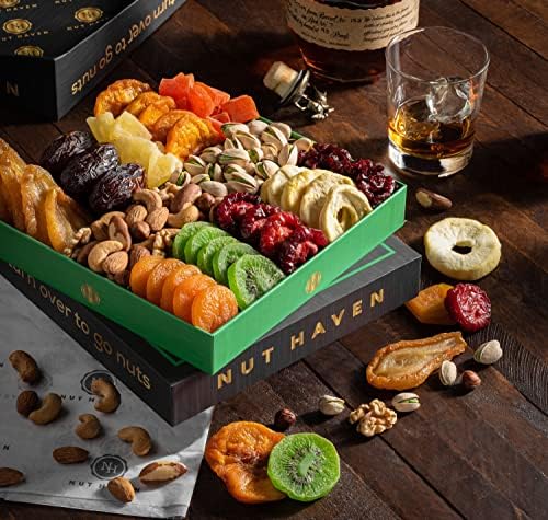 Holiday Dried Fruit & Nuts Gift Basket - Fresh Dried Fruit & Nuts Gift Basket - Food Gift Box for Him, Husband, Christmas, Fathers Day, Mothers Day, Sympathy, Family, Men & Women