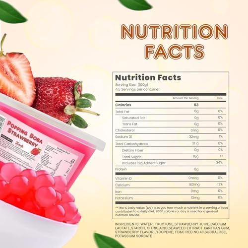 Fanale Popping Boba Pearls for Bubble Tea - 2 lb (1 lb X 2) | Strawberry | Bursting Boba Pearls Bubble 450g X 2 | Fruit Juice Flavor for Shakes, Dessert, Smoothie | FPB001-SP450 X 2