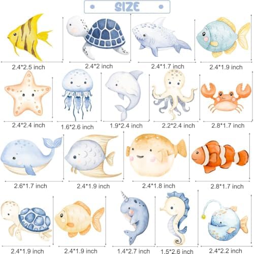 36pcs Ocean Themed Cupcake Toppers, 18 Designs Cupcake Decorations Supplies, Adorable Ocean Animals Cake Decorations, Under the Sea for Kids Boys Gilrs First Birthday Baby Shower Party