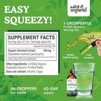 Wild & Organic Horsetail Extract Drops - Hair Skin Nails Support - Liquid Horsetail Supplement - Herb Powder Based Tincture - Vegan, Sugar & Alcohol-Free - 2 fl oz