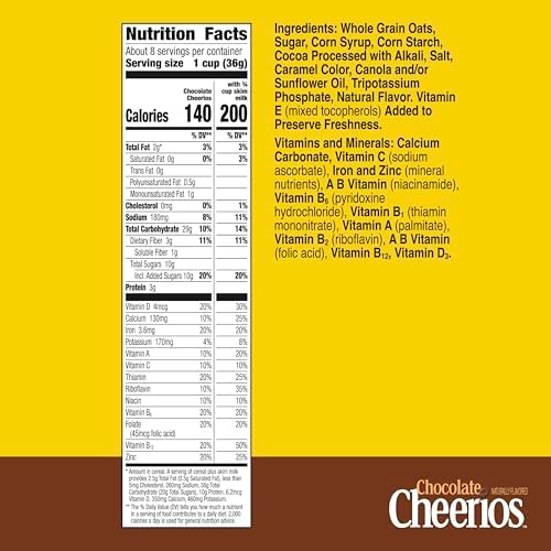 Chocolate Cheerios, Heart Healthy Gluten Free Breakfast Cereal, Made with Whole Grain Oats, 11 oz