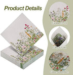Aodaer 48 Pieces Disposable Fall Paper Napkins, Decoupage Napkins, 13" x 13" Unfolded Garden Party Napkin, Cocktail Dinner Napkin Set for Wedding Birthday Tea Party Supplies