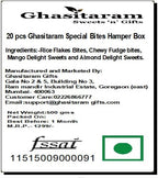 Ghasitaram Gifts Rakhi Gifts for Brothers Rakhi Sweets - 20 pcs Ghasitaram Special Bites Hamper Box with Beads Rakhi