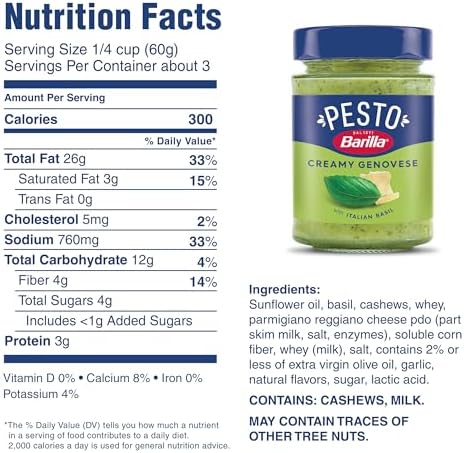 Barilla Creamy Genovese Pesto and Rustic Basil Pesto Sauce Four Pack