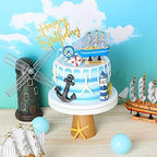 19 Pcs Nautical Cake Topper Pirate Cake Topper Ship Theme Nautical Cupcake Decorations for Birthday Wedding Summer Party Decor