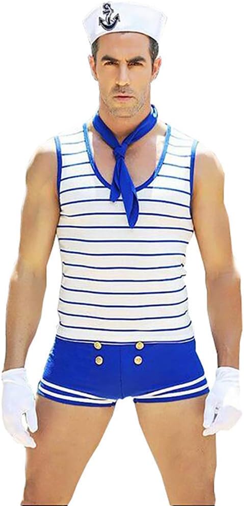 HÖTER Men's Sailor Costume Sexy Cosplay Party Uniform Set Outfit Tie Role Play Costumes Lingerie for Halloween Party