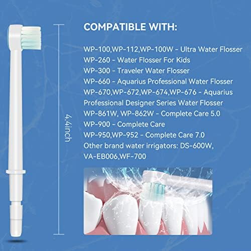 Replacement Tips for Waterpik Water Flosser,Replacement Classic Jet Tips Compatible Brush Heads for Waterpik (AquaFlosser 6 Tips)