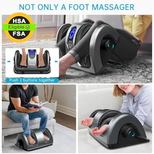 TISSCARE Shiatsu Foot Massager with Heat, FSA Eligible HSA Foot Massager for Plantar Fasciitis, Neuropathy, Circulation and Pain Relief, Massage Feet at Home/Office, Gift for Men and Women