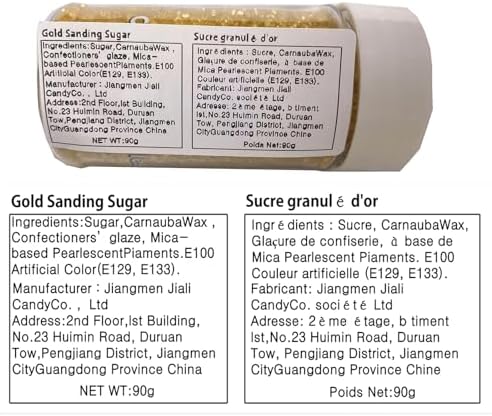 Sentovac Gold Sanding Sugar for Baking Edible Sparkling Sugar Sprinkles Coarse Sugar Crystals for Baking Topping Cake Cookie Cupcake Topper Ice Cream Decoration Supplies 3.2 OZ