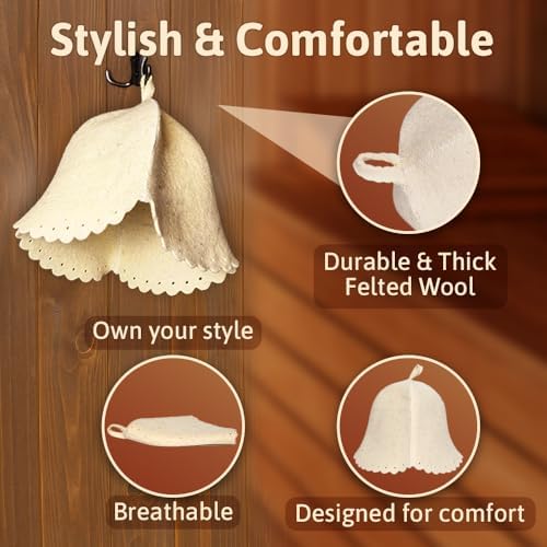 SHSH trade group Wool Sauna Hat for Men and Women Felt Banya Hat for Men Finnish Sauna Cap for Women