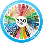 330Pcs Kids Cartoon Bandages, 27 Styles Adhesive Cartoon Patterns, Adhesive Flexible Colorful Bandages, Cute Cartoon for Boys and Girls, Waterproof Breathable Protect Scrapes