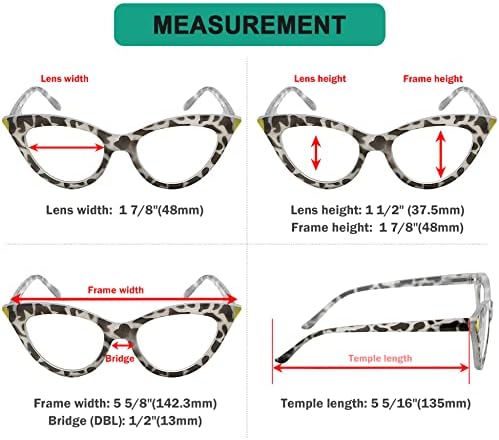 Eyekepper 4 Pack Small Reading Glasses for Women Cat-eye Style Ladies Readers +1.75