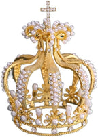 Crown Princess Cake Topper Wedding Birthday Crystal Pearl Tiara Cake Decor For Wedding Birthday Baby Shower Cake Photo Party Supplies (Gold)