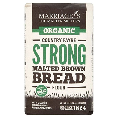Marriage's Organic Strong Malted Brown Bread Flour 1kg - Pack of 6