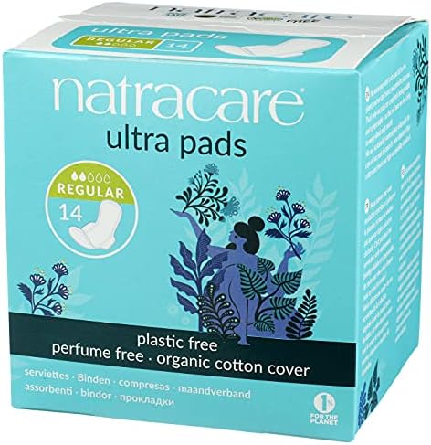 Natracare Slim Fitting Ultra Pads with Wings, Regular, Made with Certified Organic Cotton, Ecologically Certified Cellulose Pulp and Plant Starch (12 Pack, 168 Pads Total)
