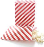 AKOAK 50 Pcs 5 x 7 Inches White and Red Striped Paper Bags,Holiday Wedding Christmas Favor Candy Treat Bags