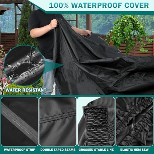Valchoose 48"L x 22"W x 38"H Upgraded Mobility Scooter Storage Cover, 420D Oxford Fabric Scooter Weather Cover, with Waterproof Strip, Water Resistant, Anti-UV, Heavy Duty, Storage Bag (Black)