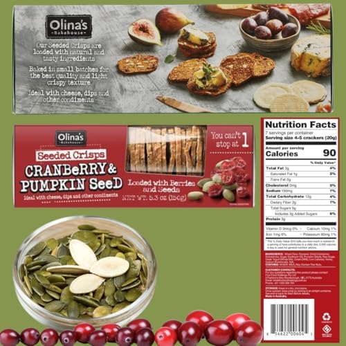 Olina's Bakehouse Crackers, Assorted (2-Pack, Cranberry & Pumpkin - Seeded Crisp)