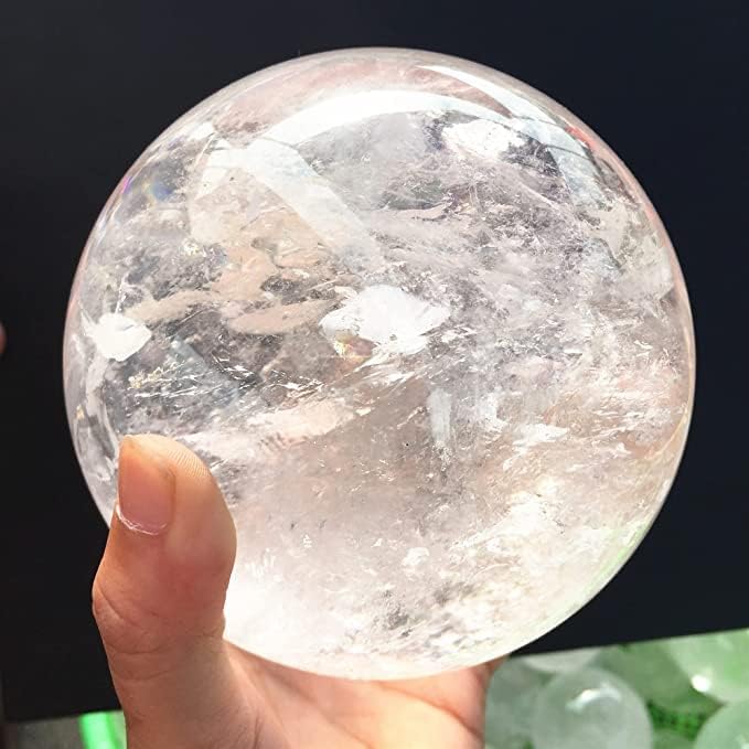 RALDMOV Natural White Clear Quartz Crystal Ball Healing Ball Home Decor Prosperous Love Invite Wealth + Base