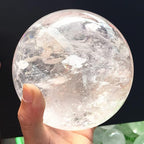 RALDMOV Natural White Clear Quartz Crystal Ball Healing Ball Home Decor Prosperous Love Invite Wealth + Base